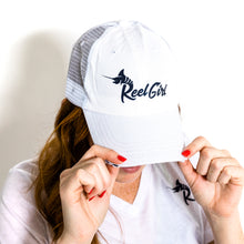 Load image into Gallery viewer, Reel Girl Distressed Hat - White