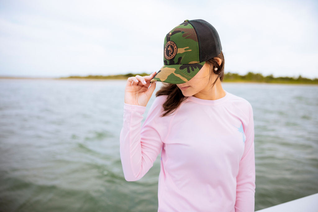 Camo Faux Leather Patch Hat