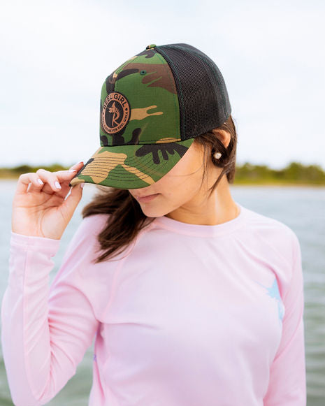 Camo Faux Leather Patch Hat