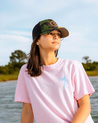 Camo Faux Leather Patch Hat