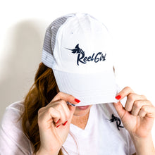 Load image into Gallery viewer, Reel Girl Distressed Hat - White
